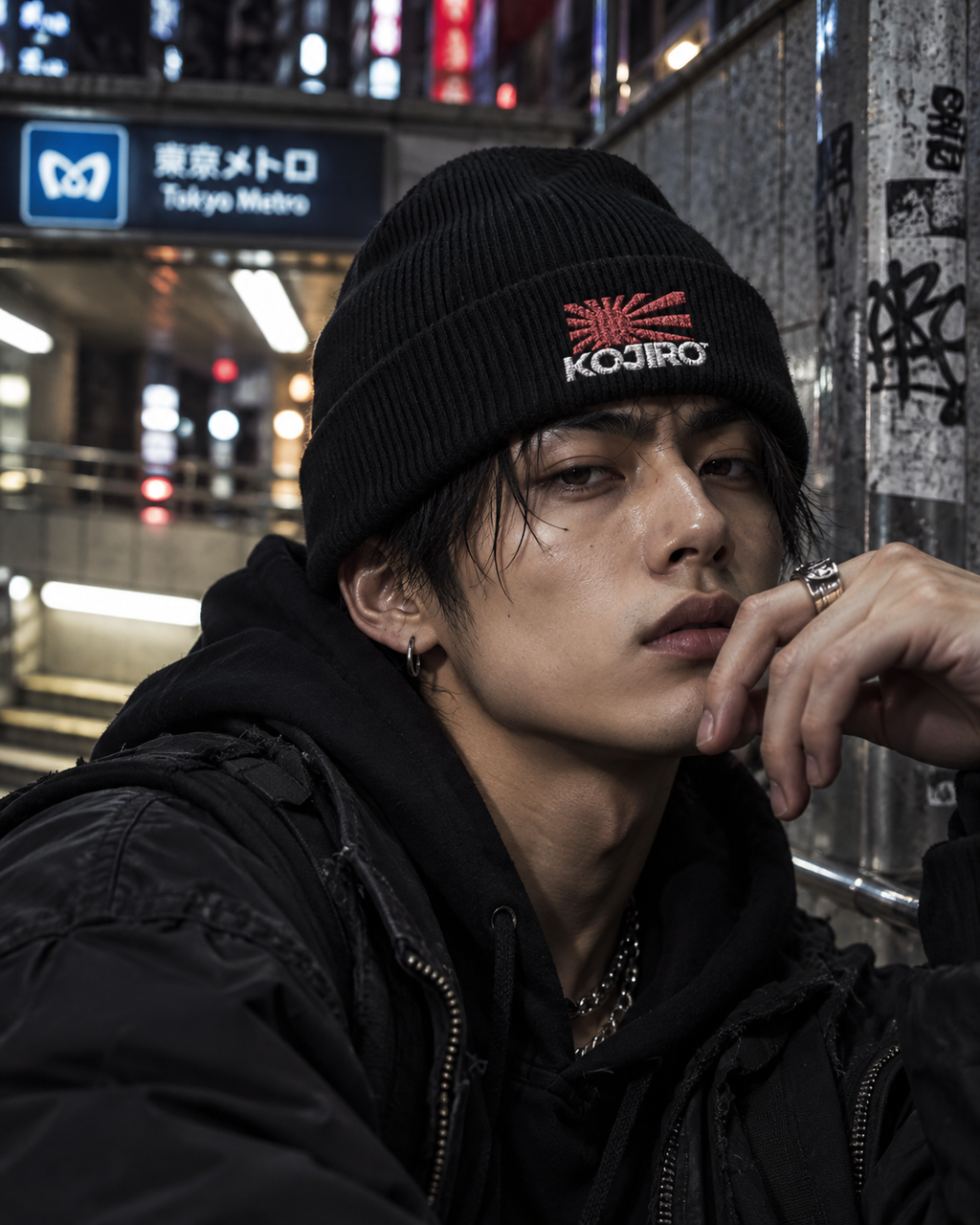 KOJIRO™ H003 — RISING SUN BEANIE | BLACK